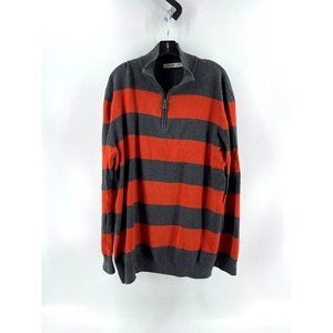 Old Navy Men's Orange Gray Cotton Hi Neck 1/4 Zip Long Sleeve Knit Sweater XL